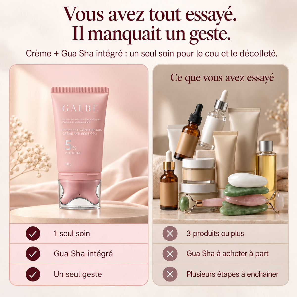 Soin Contour Cou & Décolleté, Gua Sha intégré